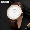 SKMEI Mens Simple Fashion Watch Leather Quartz-Watches Relogio Masculino Classic Watches Male Clock Ultra-thin Wristwatch 1181267u