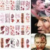 Cadılar bayramı Zombi Izleri Dövmeler Sahte Scab Kanlı Makyaj parti Cadılar Bayramı Dekorasyon Korku Yara Korkutucu Kan Yaralanma Sticker