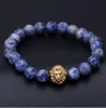 Beaded Charm Buddha Paracord Natural Stone Lion Armband för män Pulseras Hombre Bracciali Uomo Mens Smycken