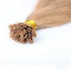 Grade 8AFlat tip in hair extensions with Light Brown color 8 silk straight wave1gs100gLot DHL4354949