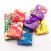 Flower Chinese Silk Brocade Cosmetic Jewelry Travel Roll Up Bag 3 Zipper Pouch Drawstring Women Makeup Storage Bag