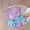 Summer Baby Rompers Infant Kids Children Newborn Baby Girls Clothes Sleeveless Lace Romper Dress Jumpsuit + Headband Outfits Baby Clothing