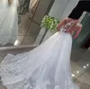 2020 New Romantic Elegant A-line Wedding Dresses Sheer Cap Sleeves Lace Appliques Vestios De Novia Bridal Gowns with Capes Backless 366