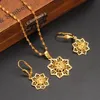 Ethiopian Real 24k Yellow Solid Fine Gold GF FINISH set Jewelry Anise Pendant Chain Earrings African Bride Wedding Star Bijoux