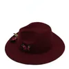 Creative Three Butterflies Women Wide Brim Hats Wool Lana morbida da signore calde fedora solide floppy cloche jazz cappelli cappelli autunno inverno214r