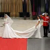 Słynne sukienki druhny Pippa Middleton z seksowną, głęboką głęboką dekoltą i oszałamiającą syreną z krótkim rękawem sukienka przyciskowa Even219k