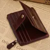 Gorąca Sprzedaż Zipper Monety Torebka Magnes Krótki Bifold Super Slim Proste Retro Pu Leather Card Holder