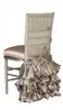 Telai per sedie da sposa in taffetà con paillettes Coprisedie per sedie con fiori 3D romantici vintage Forniture per matrimoni floreali Accessori da sposa di lusso