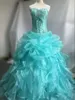 2021 Nieuwe baljurk Quinceanera Jurken met Organza Pailletten Beaded Lace Up Sweet 16 Quinceanera Party Jurken Stock Maat: 2-16