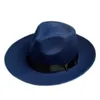 Gros-Unisexe Hommes Femmes feutre fedora chapeau Cappelli Jazz Felt Floppy Ribbon Band Wide Brim Panama Hat élégant gorras hombre Gangster Cap 7