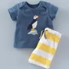 2016 Lato Baby Boys Kotwicy Zestawy Top T Shirt + Spodnie pasków Dzieci Krótki Rękaw Butik Stroje Dzieci Letnie Piżamy Garnitku Dzieci Odzież