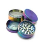 Iceblue Rainbow Grinders Zinklegierungs-Metallmühle zum Rauchen, 40/50 mm Durchmesser, 4 Teile, Zerkleinerer, Kräuterzerkleinerer