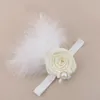 7 Color Kids Baby pearl feather flower Party Headbands Girls Cute Bow Hair Band Infant Lovely Headwrap Children Bowknot Elastic Accessories