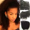 Brasilianskt hår Afro Kinky Curly Clip In Human Hair Extensions Mongolian Kinky Curly Clip In Hair Extensions 6pcs / Set 120g