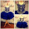 Lovely Royal Blue Crystals Girls Pageant Dresses 2016 Little Girls Ball Gowns Ruffles Organza Cheap Princess Cupcake Ritzee Dress EN4052