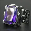 3pcs / lot Nouveau Design Énorme Bague En Pierre Du Rhin Violet En Acier Inoxydable 316L Bijoux De Mode Fleur Violet Cool Ring275e