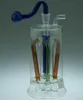 Långt fyrkäftglaskah ---- Oljeplattformar Vattenrör Tjock Pyrex Mini Heady Liquid Sci Vattenrör, Färg Slumpmässig Leverans