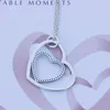 Nouveaux colliers pendentifs 925 bijoux en argent Sterling coeur à coeur pavé CZ collier ras du cou pour les femmes bricolage bijoux de mode fabrication de bricolage