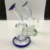 Hookahs 6 polegadas Mini Bongo de vidro de 14 mm machos espessos tubos de água transparentes Rigante de óleo azul verde Duas funções Recycler