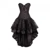 Women Retro Ruffle Skirts Lolita Floral Lace Overlay and Voluminous Layered Hi-lo Mini Skirt Plus Size Party Corset Costume Skirt