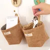 s Caja de almacenamiento estilo Zakka yute con forro de algodón cesta para artículos diversos mini bolsa de almacenamiento de escritorio colgante 1 pieza 2850289