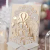 Cartões românticos do convite do casamento do castelo oco três dobras cartão de convite imprimível do partido personalizado com cartão selado do envelope