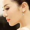 wholesale price pearl crystal Clip-on earring for women , gift gold plated Dangle earrings ,new 2013 style rose / silver color