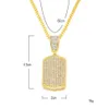 10 Row Ice Out Cz Diamond Metal Hip Hop Gold Silver Square Dag Tag Charm Pendant Necklace Drop 1908