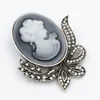 Women Vintage Cameo Brooch High Quality Victorian Queen Cameo Pins For Women Luxury Antique Silver Gold Color Lady Collar Pins Brooches