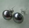 8-9mm Natural South Sea Black Pearl Earrings 925 Silver Accessories