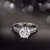 Yhamni Czyste Solidne Silver Pierścienie Zestaw Big 2 Carat Sona CZ Diamond Engagement Pierścień Prawdziwe Srebrne obrączki dla kobiet XR039