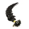 Extension de cheveux brésiliens vierges Deep Wave u tip # 1B Off Black 100g 100s extensions de cheveux pré-collés bouclés
