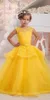 Jaune Mignon Fleur Filles Robes Sheer Ras Du Cou Sans Manches Corset Retour Tiers Jupe Princesse Enfants Prom Party Robes pour Weddings3216