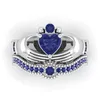 Top Selling Groothandel Hart Ring Mode-sieraden 10kt WhiteBlack Gold Filled Dropshopping Sapphire Claddagh Vrouwen Bruiloft Bridal Ring Set