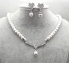 Ensembles de bijoux collier et boucles d'oreilles de mariage en cristal strass avec fausses perles crème