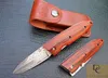 Fait à la main DK032 Classic Furuta DAMAS couteau pliant DAMAS Lame Couleur manche en bois Haute qualité avec étui en cuir