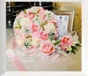 2017 Cheap Artificial Wedding Bouquets In Stock Sparkly Pearls Pink and White Bridal Bridesmaids Bouquet Beautiful Bride Vintage Hand Flower