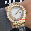 Luxe 18K Goud President Dag-Datum Genève Mannen Grote Diamanten Wijzerplaat Bezel Automatische Polsrol heren Horloge Reloj Horloges Wristwat290Y