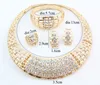 Set di gioielli africani da donna placcati in oro 18 carati con strass completi collana orecchini bracciale anelli gioielli per feste di nozze