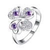 Brand new mixed style fashion purple gemstone 925 silver ring EMGR27,petal round sterling silver ring 10 pieces a lot