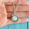 Vintage 12MM Mermaid Scales Charm Pendant Fish Scale Moon Mirror Shape Necklace Women Ladies Jewelry Accessories