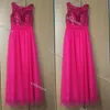 Nigerianska Sequin Bridesmaid Dresses Fuschia Tulle Long Prom Bröllopsfest Gästklänningar Real Image Afrikanska Bellanaija Bröllopsklänningar Anpassning