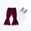 2 couleurs bébé fille pantalon velours noël pantalon évasé enfants vêtements enfants collants collants pantalons longs cloche-bas Z11