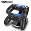 Dubbel USB-laddningsladdare Dockningsstation Ställ dubbla laddare LED-ljus för Sony PlayStation 4 PS4 PS4 Pro PS4 Slim Wireless Controller