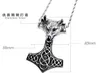 Punk Rock Fashion Gift Heavy Huge Biker Stainless Steel Large thor Dog Pendant HammerFall Rope Necklace Men Gothic Jewelry