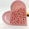 Type_2 100 pièces Laser Cut coeur creux fleur boîte à bonbons chocolats boîtes avec ruban pour fête de mariage bébé douche faveur cadeau