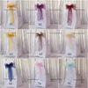 Kremowy kolor 8 '' * 108 '' Organza Chair Sash 100pcs Dużo Darmowa Wysyłka na ślub, Party, Hotel Użyj