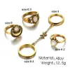 Оптом- если мне этнические турецкие луны солнце пальцев кольца установить натуральный опал каменная ссылка цепи MIDI кольца ювелирные изделия для женщин античный золотой цвет