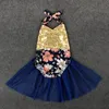 2016 Mignon Infantile INS Bébé Paillettes Floral Barboteuses Robe Toddler Filles Combinaisons Sans Manches Floral Sequin Nouveau-Né Onesies One-Piece