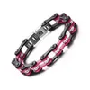 Moda uomo in acciaio inossidabile con strass braccialetto biker bicicletta catena polsino racelet braccialetti gioielli alla moda tutore pizzo rosa/nero